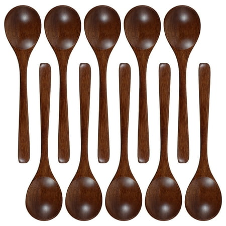 

Pluokvzr 10pcs Wooden Spoons for Honey 7.08 Inch Wooden Honey Spoons Round Mouth Wooden Teaspoons Unique Wood Table Spoons Multifunctional Wood Serving Spoons for Soup Desserts Tea