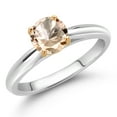 thumbnail image 2 of Gem Stone King 0.60 Ct Round Peach Morganite 10K White and Yellow Gold Solitaire Engagement Ring (Size 6), 2 of 4