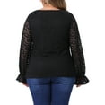 thumbnail image 4 of DARING DIVA Women's Plus Lace V Neck Long Sleeve Blouse 2X Black, 4 of 6