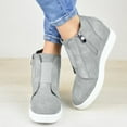 thumbnail image 2 of Dakaela Women's Platform Wedge Sneakers Hidden Heel Ankle Booties Side Zipper Casual Walking Slip on Fall Boots Grey 8.5, 2 of 6