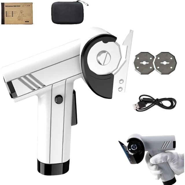 Rechargeable High-Speed Cardboard Cutter, 2026 New 4.2V Cordless Cutter with LED Display Light, Rotary Powerful Electric Scissors, Rotary Cutting for Fabric, Leather, Carpet DIY (White)