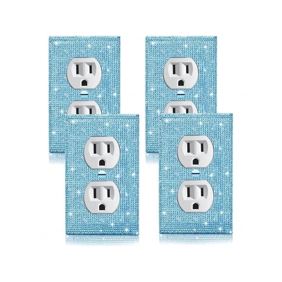 2 Pcs Outlet Covers Shiny Silver Rhinestones Wall Plate 1 Gang Toggle Light Switch Cover Decorative Durable Switch Covers