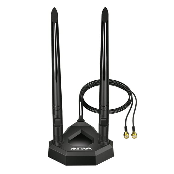 WAVLINK Tri-band WiFi Antenna/Bluetooth Extension Antenna – 6GHz, 5dBi Dual Omnidirectional Antennas, Magnetic Base, SMA Connector for PCIe/Routers/PCs