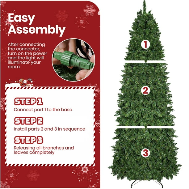 GVDV 7.5ft Pre-lit Christmas Tree, Artificial Christmas Tree with