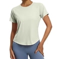 thumbnail image 6 of Workout Tops for Women Breathable Loose Fit Yoga T Shirts Short Sleeve Running Gym Athletic Tee Top Green, 6 of 9