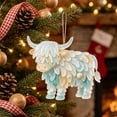 thumbnail image 7 of huayou Blue Sea Glass Highland Cow Hanging Ornament W Faux Round Bead Seashell Details for Christmas Tree Nautical Holiday Decoration Cozy Warm, 7 of 7