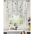 thumbnail image 3 of Vintage Botanical Tie Up Curtains for Window, Birds Branch Watercolor Floral Thermal Insulted Balloon Shade Adjustable Rod Pocket Curtains Valance Panels for Kitchen Bathroom Café 34 x 45, 3 of 7