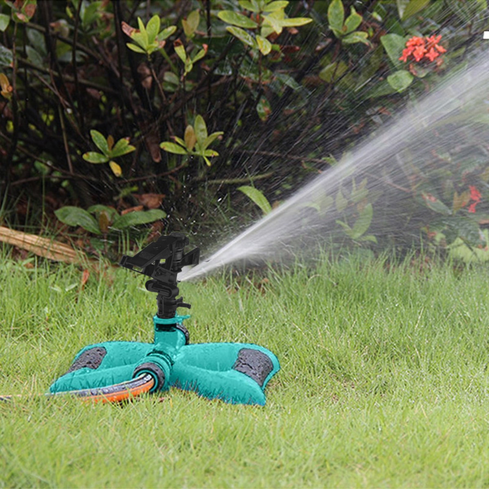 360 Degree Lawn Circle Rotating Water Sprinkler 3 Nozzle Garden Hose Irrigation 