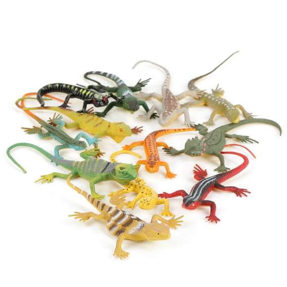 Fdit Animal model toys,12Pcs/set Colorful Simulated Lizard Models Kids Children Animal Toys Teaching Props Tools