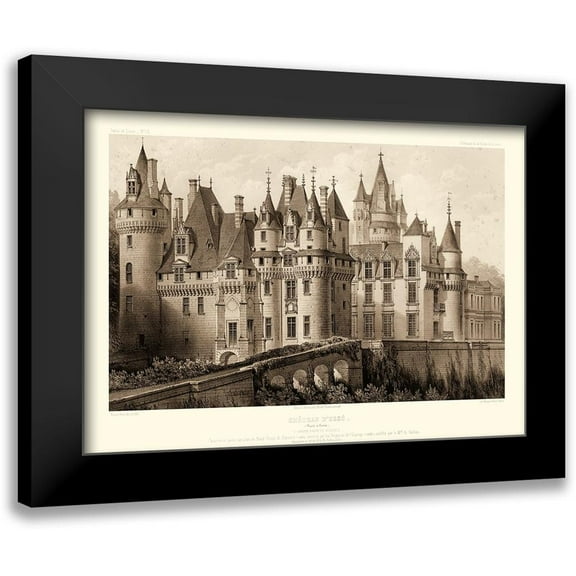 Petit, Victor 14x11 Black Modern Framed Museum Art Print Titled - Sepia Chateaux II