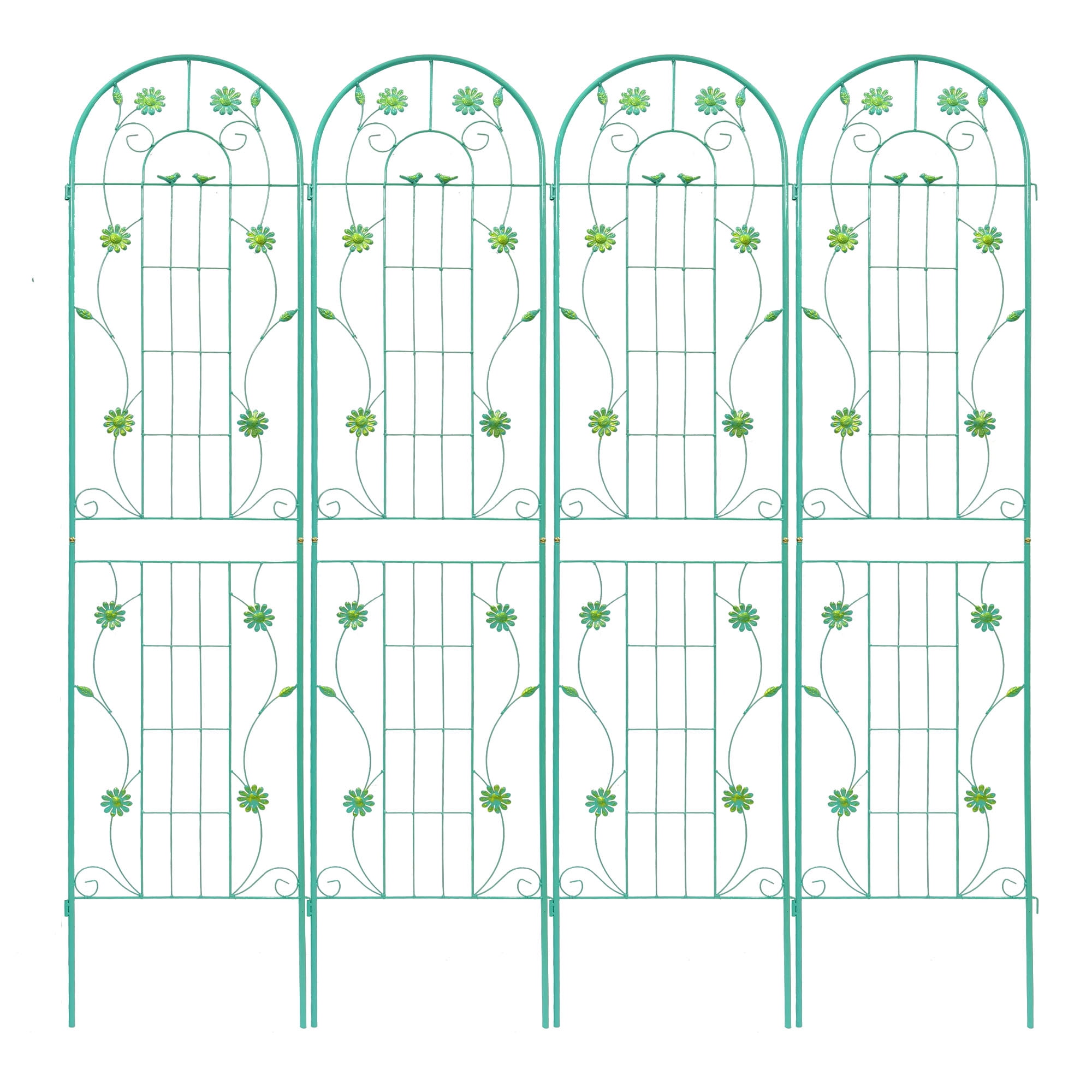 CQSXDA 4 Pack Large Garden Trellis 86.7"H x 19.7" W Heavy Duty Rustproof Green Iron Plant Trellis for Potted Plant Support Metal Climbing Rose Trellis Vine Vegetable Cucumber