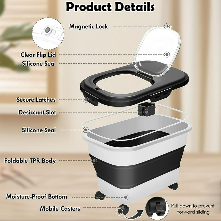 SSAWcasa 20lb Pet Food Storage with Lid, Wheels, Scoop SSAWcasa 20lb Pet Food Storage with Lid, Wheels, Scoop