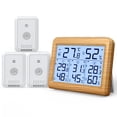 thumbnail image 1 of ORIA Indoor Outdoor Thermometer with 3 Wireless Sensors, Digital Hygrometer Thermometer, Brown, 1 of 7