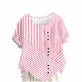 thumbnail image 1 of Camisas de Manga Corta para las Mujeres Moda Casual de Manga Corta Cuello Redondo Cómodo Botón de Blusa de Lino Regular Top de Verano de Manga Corta para las Mujeres, 1 of 5