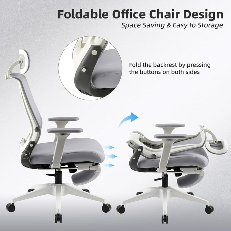 Foldable Office Chair with Foot Rest, Ergonomic Office Chair with