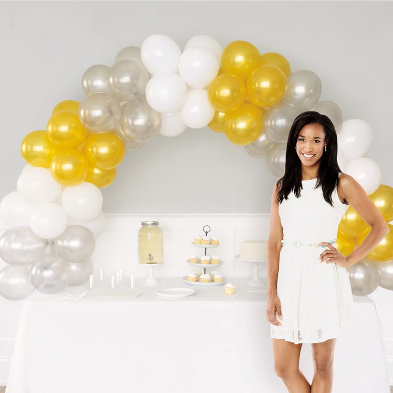 トップス andequal balloon design tops white Way To Celebrate Gold and White Modern Tabletop Balloon Arch Kit
