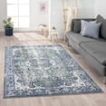 thumbnail image 2 of HomeRoots 515804 5 x 7 ft. Blue Floral Stain Resistant Rectangle Traditional Area Rug, 2 of 9
