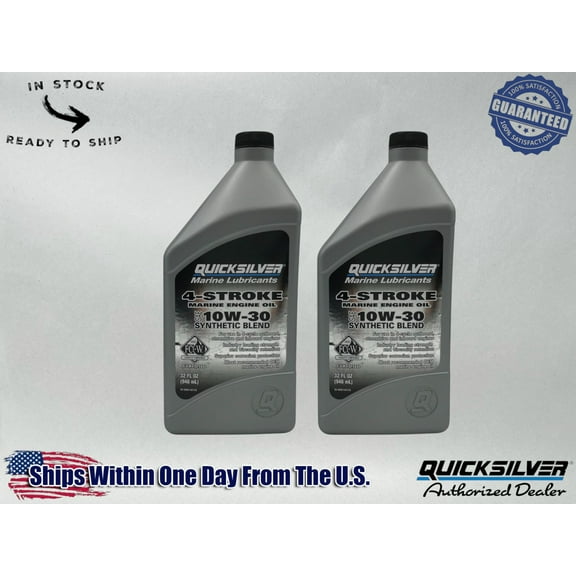 Quicksilver OEM Semi Synthetic 10W30 Marine Oil Quarts 92-8M0142135 2 Pack