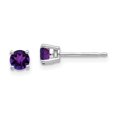thumbnail image 5 of 14K White Gold 4mm Amethyst Earrings, 5 of 7
