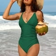 thumbnail image 2 of Trajes de baño de una pieza con cuello en V para mujer Trajes de baño con control de barriga, 2 of 5