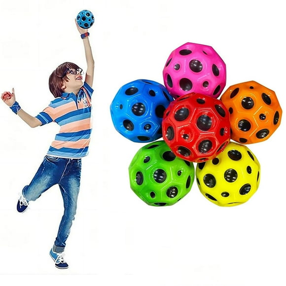 Space Balls Extreme High Bouncing Ball Meteor Space Ball,Rubber Bounce Ball Sensory Ball,Cool Tiktok Pop Bouncing Training Ball for Indoor Outdoor Play,Easy to Grip & Catch (6pcs)