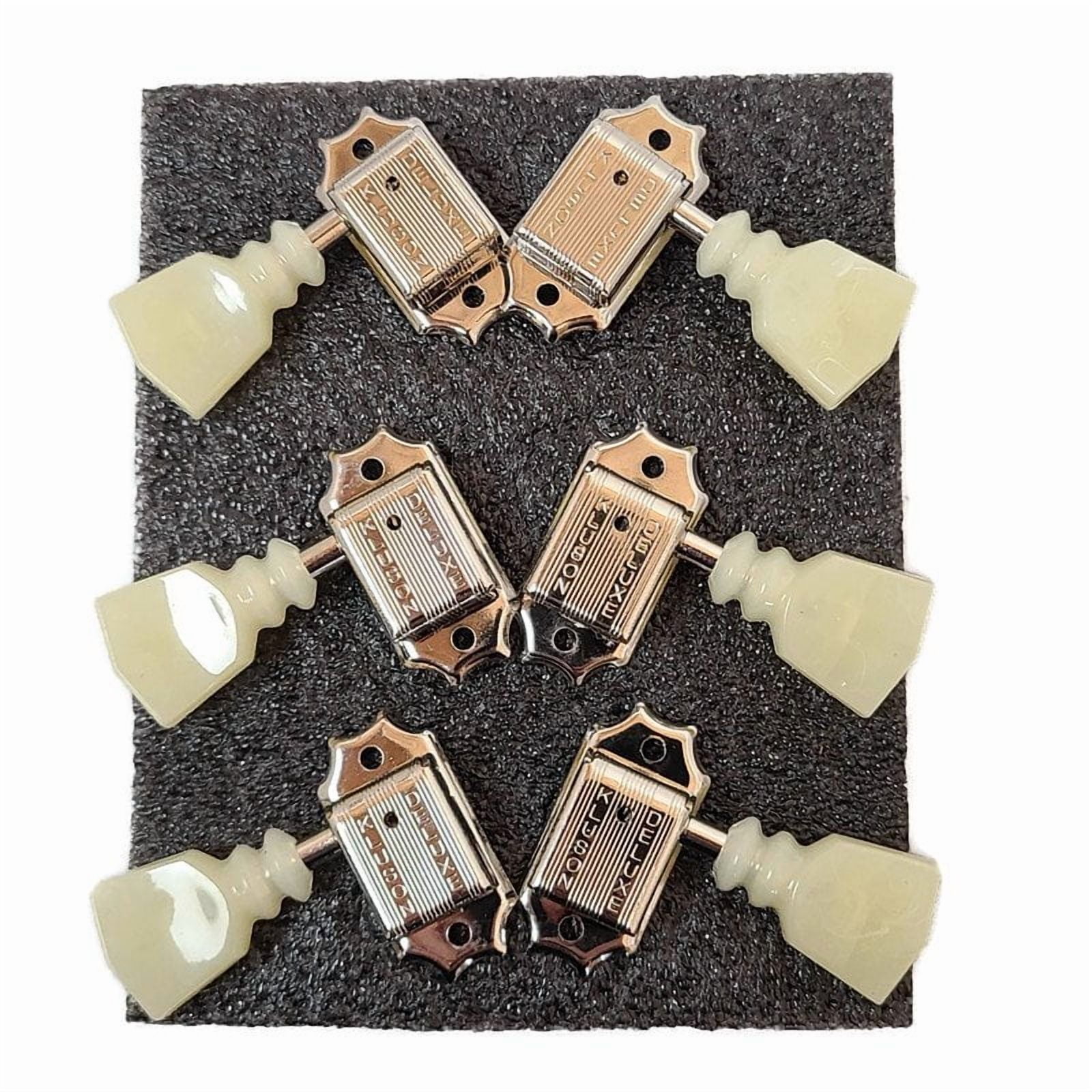Kluson Guitar Tuning Pegs Machines 3+3 Nickel Pearl Green Double Line Les Paul
