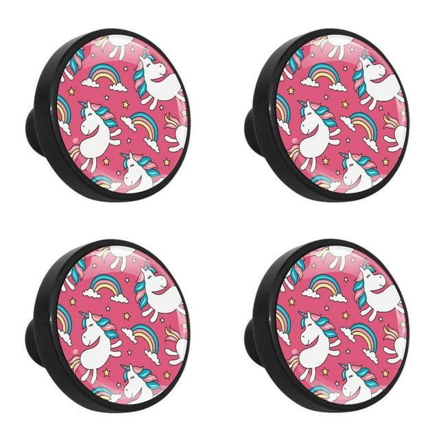 4 Pcs Unicorn Knobs for Kitchen Cupboard Dresser Bookcase Drawer Pulls Handles Round