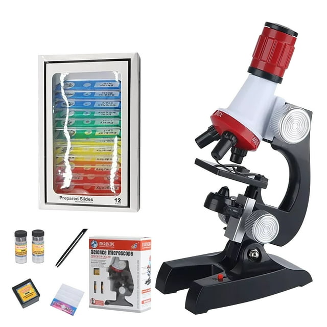 1200X Magnification Kids Microscope Science Kit With Prepared Slides And Lab Tools For Scientific Experiments Educational Stem Learning Toy