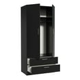 thumbnail image 5 of Madesa 2 Door 2 Drawer Spacious Storage Cabinet Wardrobe with Shelf and Hanging Space 31"L Wooden Armoire Closet Modern Organization Unit for Bedroom and Office - Black, 5 of 8