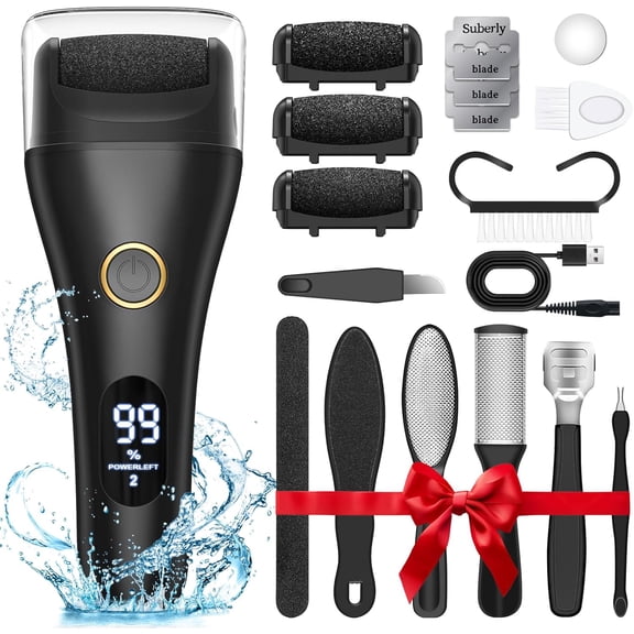 Electric Foot File - Callus Remover for Feet, Adjustable 3 Speed Foot Callus Remover with 16 in 1 Pedicure Tools Professional Foot Care, to Remove Dead Skin and Calluses Hard Skin Dry Cracks (Black)