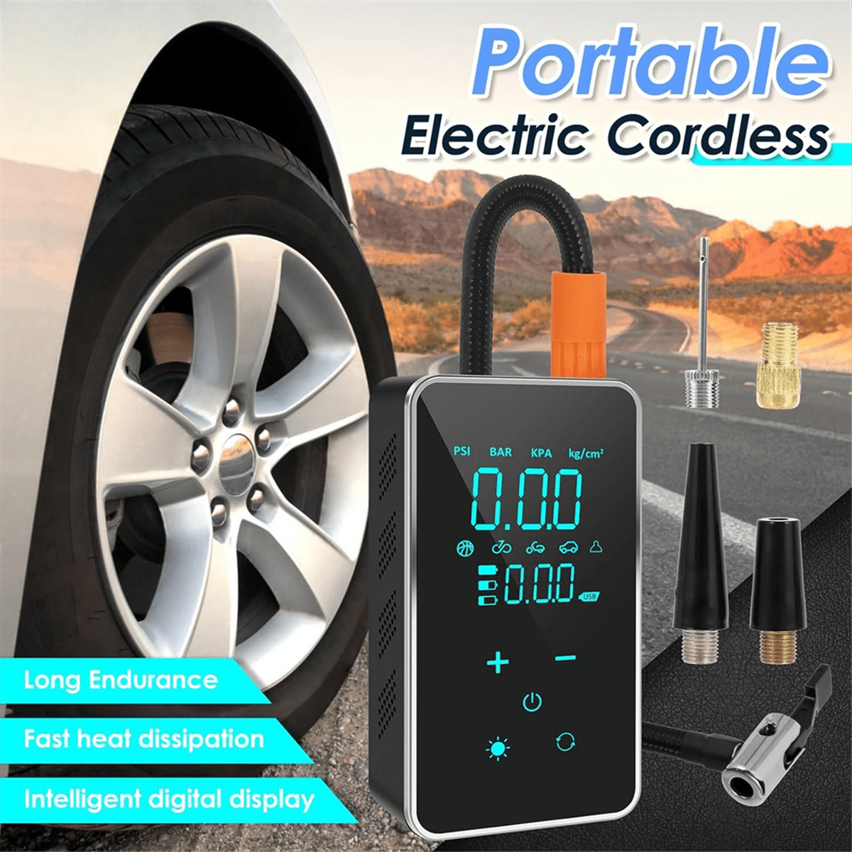 Btire Inflator Portable Air Compressor,150 PSI Cordless Tire Inflator, Rechargeable Cordless Air Pump for Car,