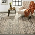 thumbnail image 3 of 5' X 8' Gray Ivory And Tan Abstract Distressed Area Rug With Fringe, 3 of 9
