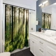 thumbnail image 2 of Nature Shower Curtain 72x72 Inch Bright Sunshine Tree Green Leaves Fresh Grass Landscape Woodland Scene Floral Fabric Waterproof Bathroom Home Decor Set 12 Plastic Hooks, 2 of 4