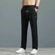 thumbnail image 1 of Pantalones negros con forro polar para hombre, otoño e invierno, estilo coreano, tallas grandes, ajustados, rectos, casuales, 1 of 5