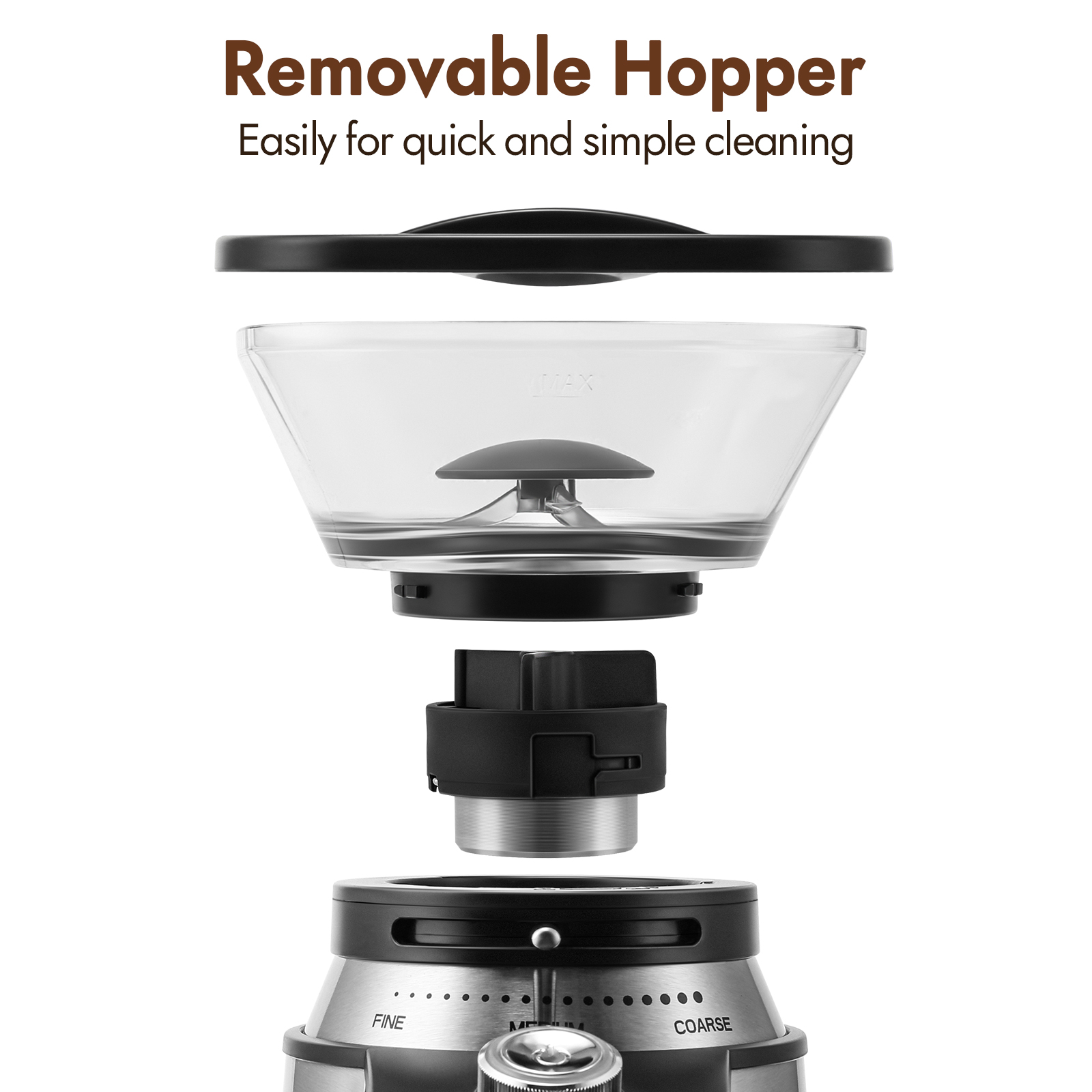 Secura Electric Conical Burr Coffee Grinder With 17 Grind Settings From French to Espresso, Black