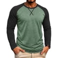 thumbnail image 2 of Hvogkswy Mens T-Shirts Color Block Crew Neck Long Sleeve T-Shirt Soft Lightweight Fall Casual Pullover Top, Size S-3XL, 2 of 7