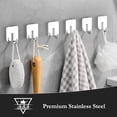 thumbnail image 2 of Bxaolu Adhesive Hooks for Hanging, Heavy Duty Hooks Stick on Towel Hanger Wall Holder Waterproof Stainless Steel Sticky Hooks for Hanging Bathroom Kitchen Home-2 Packs, White, 2 of 8