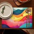 thumbnail image 4 of Colorful Tie Dye Mountain Pattern Summer Placemats Table Placemats Set Of 6-Linen Kitchen Washable Placemats Table Mats 11.8"x17.7" Non-Slip Heat Resistant, 4 of 5
