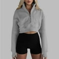 thumbnail image 2 of GigrtiJin Zip up Hoodies for Women Spring Cropped Long Sleeve Sweatshirts Jacket Trendy Solid Color Crop Tops, 2 of 8