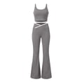 thumbnail image 6 of Sahpxhe 2 Piece Workout Sets for Women Scoop Neck Crop Tank Top High Waisted Flare Leggings for Yoga Gym Gray XXL, 6 of 7