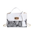 thumbnail image 3 of Women's Snake Print Color Block Chain Crossbody Bag Mini Top Handle Satchel With Gold Lock Clasp Pu Leather Handbag Elegant Travel Fashion Purse, 3 of 3
