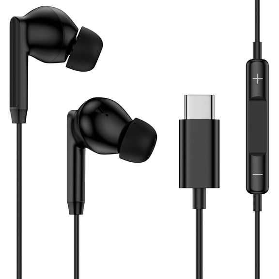 USB C Headphone for Samsung Galaxy A16 A26 A36 A56 S25 Ultra S24 S23 Samsung Earbuds Wired Ear Buds in-Ear Type C Earphone with Microphone Volume Control Bass Stereo Noise Canceling for iPhone 17 16