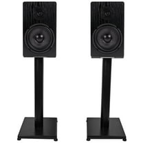 Pair Rockville RockShelf 68B Black 6.5" Home Bookshelf Speakers w/21" Stands