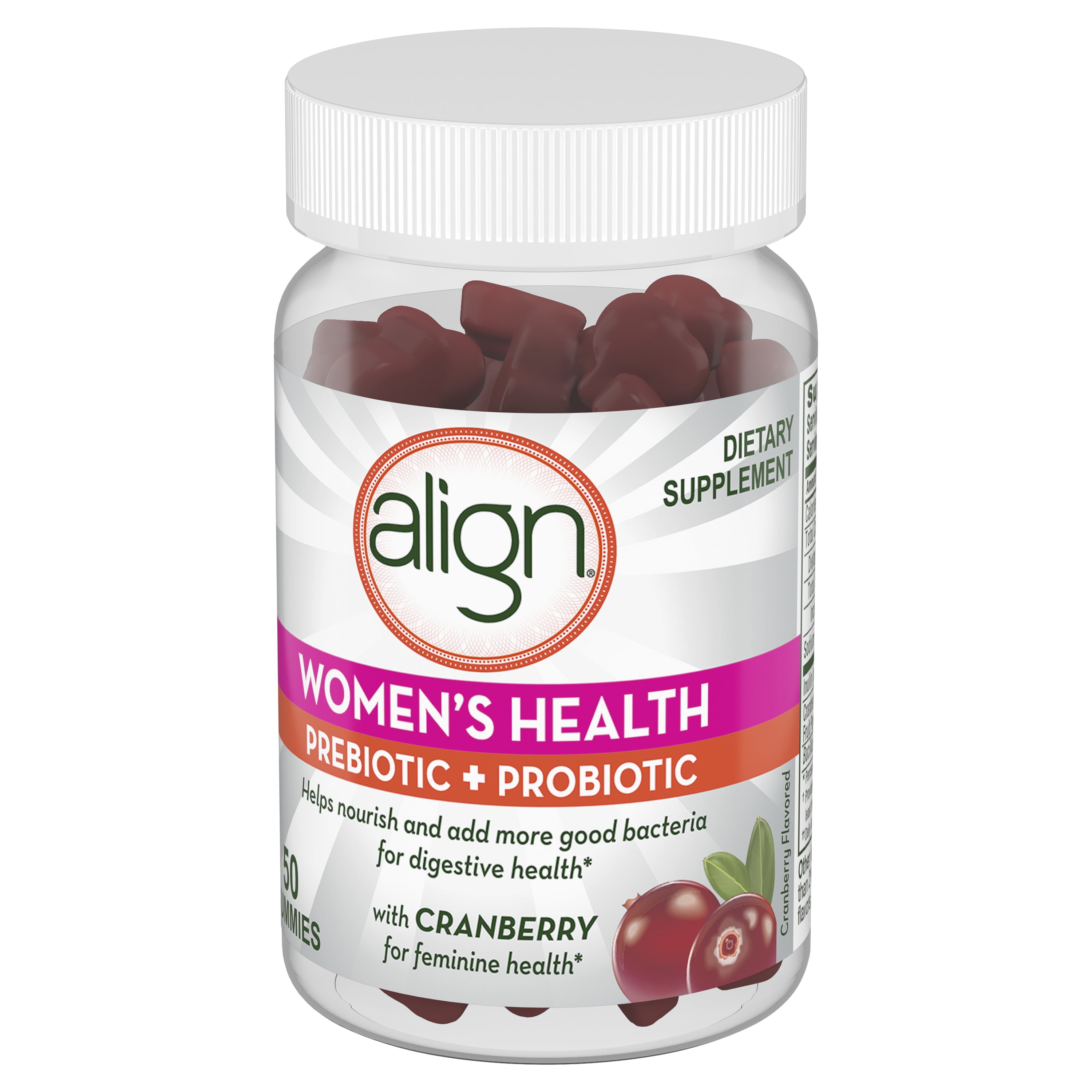 Align Women's Health Prebiotic + Probiotic Align Women’s Prebiotic Probiotic Supplement Gummies, Cranberry 50 Ct
