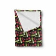 thumbnail image 2 of Vegetable Soft Flannel Fleece Blanket, Onion Pepper and Garlic Pattern on Dark Toned Background with Dashed Lines Hearts, Cozy Plush for Indoor and Outdoor Use, 50" x 70", Multicolor, by Ambesonne, 2 of 6