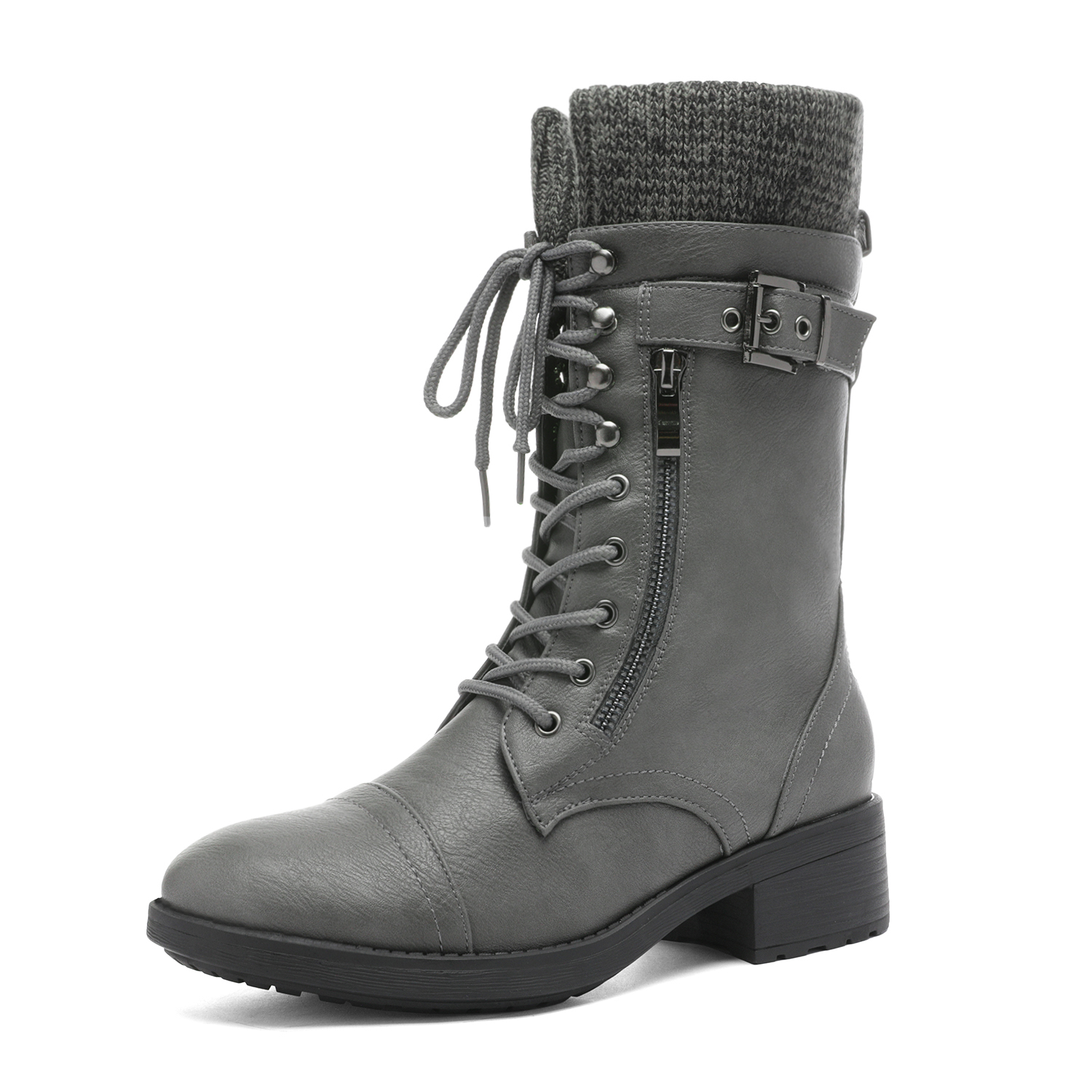 DREAM PAIRS Women's Ankle Bootie Winter Lace up Mid Calf Military Combat Boots 
