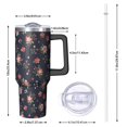 thumbnail image 2 of 40oz Pioneer Flower Floral Print Pattern Insulated Tumbler with Handle, BPA-Free Leak Proof Lid and Straws, Double Wall Vacuum, Hot 12h/Cold 34h, 2 of 6