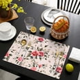 thumbnail image 4 of Pioneer Flower Floral Print Pattern Summer Placemats Table Placemats Set Of 4-Linen Kitchen Washable Placemats Table Mats 12x18 Inch Non-Slip Heat Resistant, 4 of 6