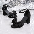 thumbnail image 5 of Dakaela Women's Open Toe Heels Sandals Bow Low Block Chunky Heel Party Dress Wedding Bride Pumps Shoes with Ankle Strap Size 6-9 Black, 5 of 9