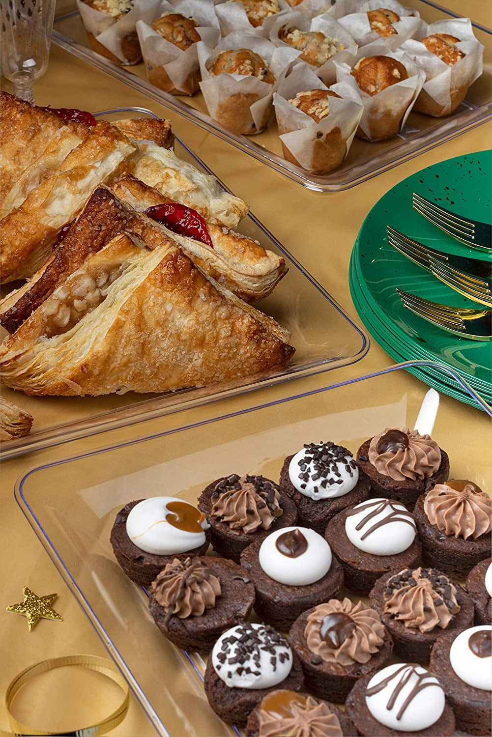 Exquisite Pack Of 6 Disposable Plastic Serving Bowls For Parties | 64 oz Cl : Exquisite Picnic Table Cover - 6 Pack Premium